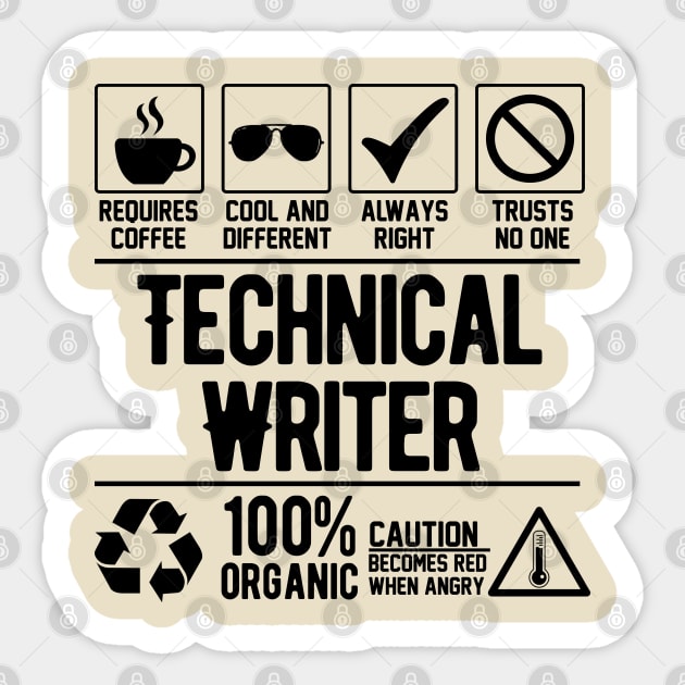 Technical Writer Job (black) Sticker by Graficof